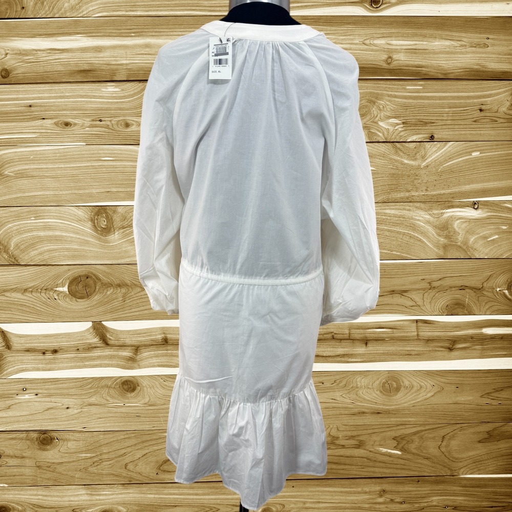 ASTR Nordstrom White Dress Ruffle Hem Drawstring Waist Long Sleeve Size: XL - Picture 3 of 9